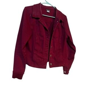 VENUS Maroon Jean Jacket Classic Denim Style with pockets